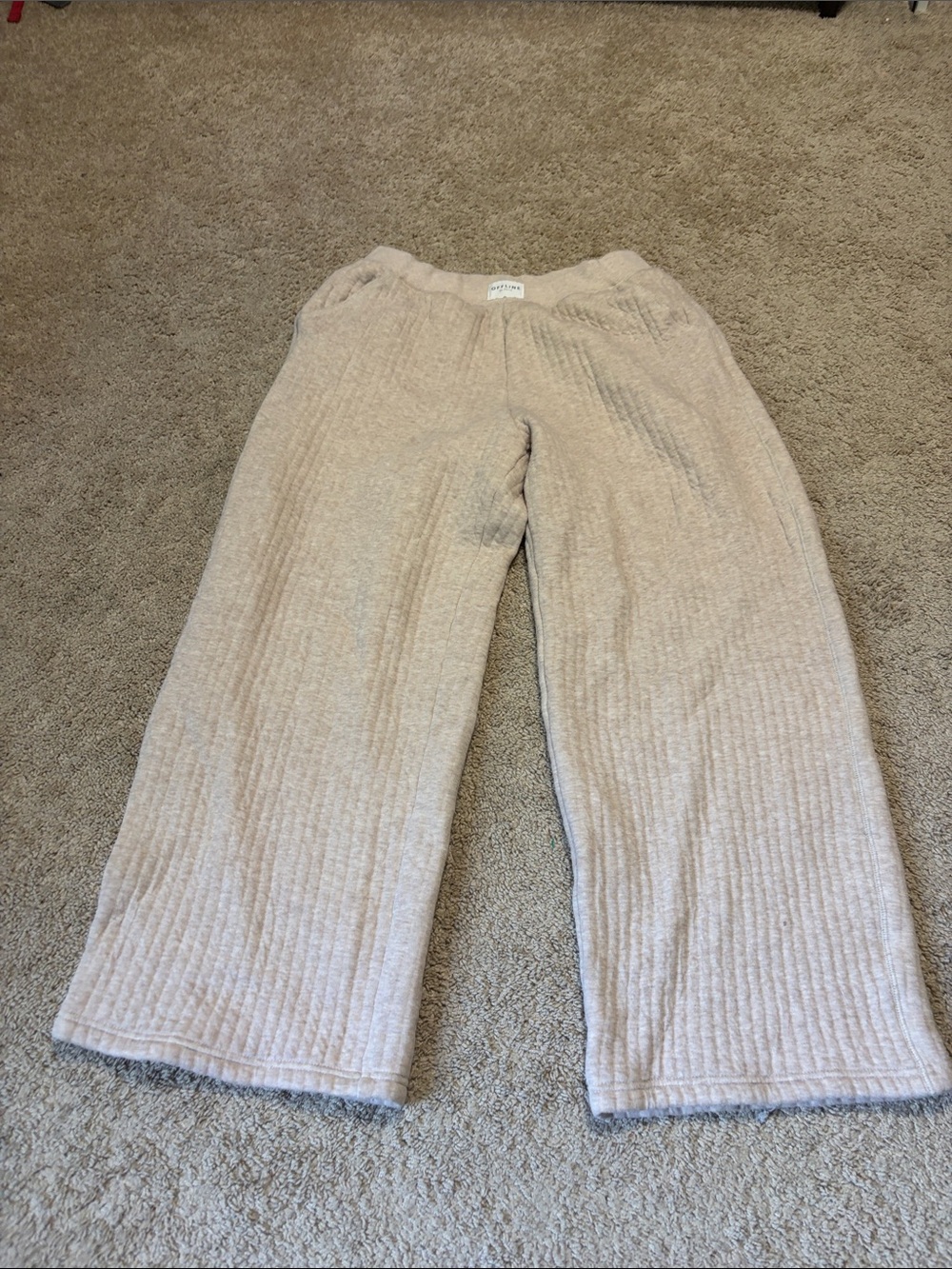 Aerie Offline Wide Leg Lounge Pants Oatmeal Color Large